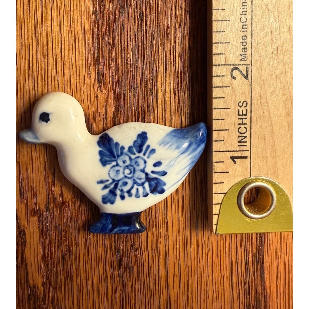 Vintage Delft Blue Style Dutch Windmill Duck Ceramic Refrigerator Magnets Set 2 - Picture 6 of 7